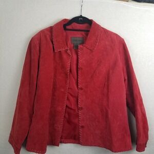 Brandon‎ Thomas Red Suede Leather Jacket Women PL Whipstitch Detail